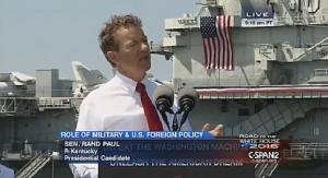 Rand Paul Launches Foreign Policy Counter Attack From World War II Aircraft Carrier U.S.S. Yorktown